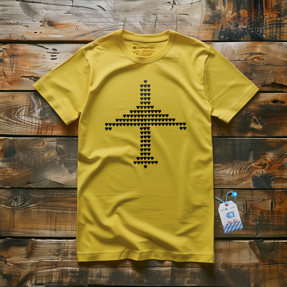 Plane Shape Hearts Emoji - T-Shirt