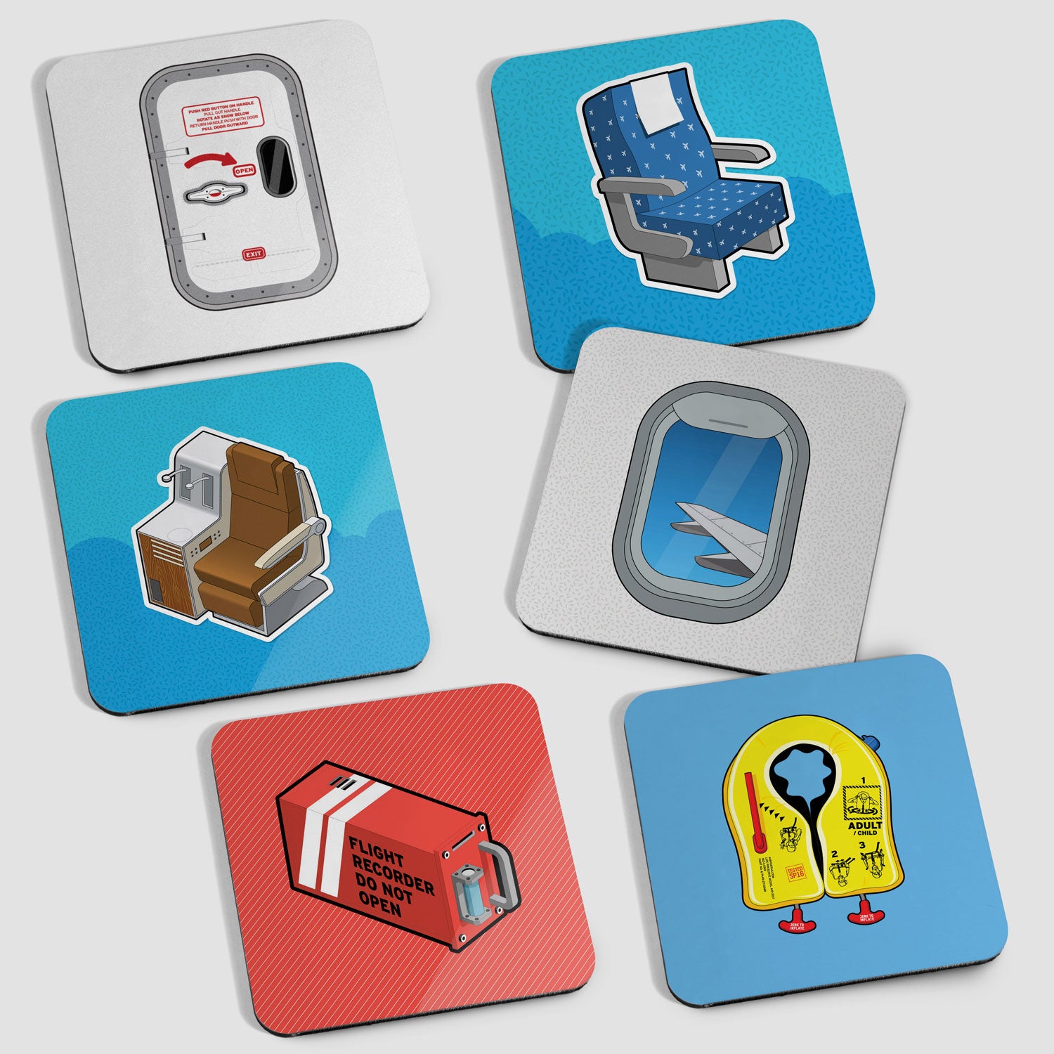Plane Inflight - 6 Coasters Set