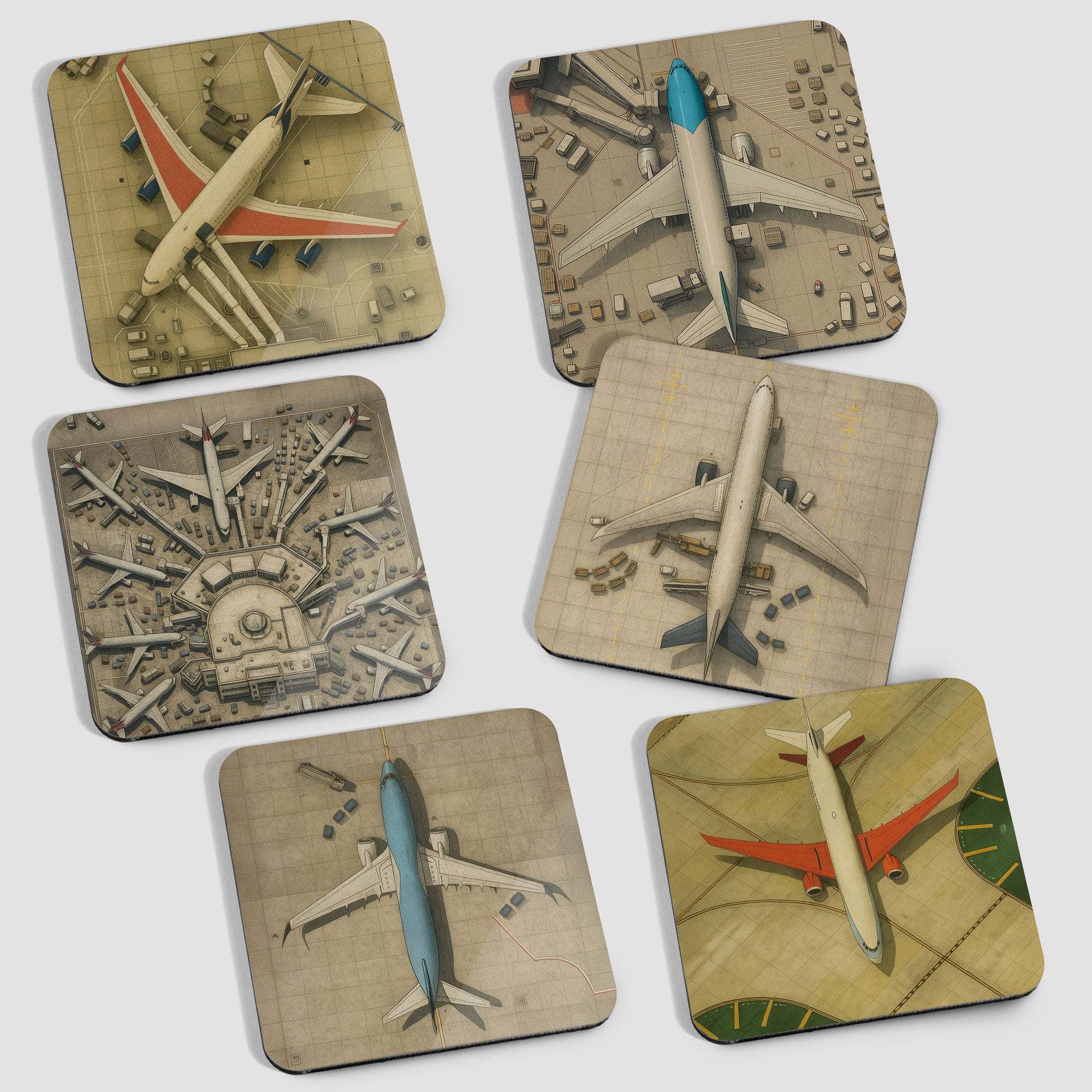 Top View Planes - 6 Coasters Set
