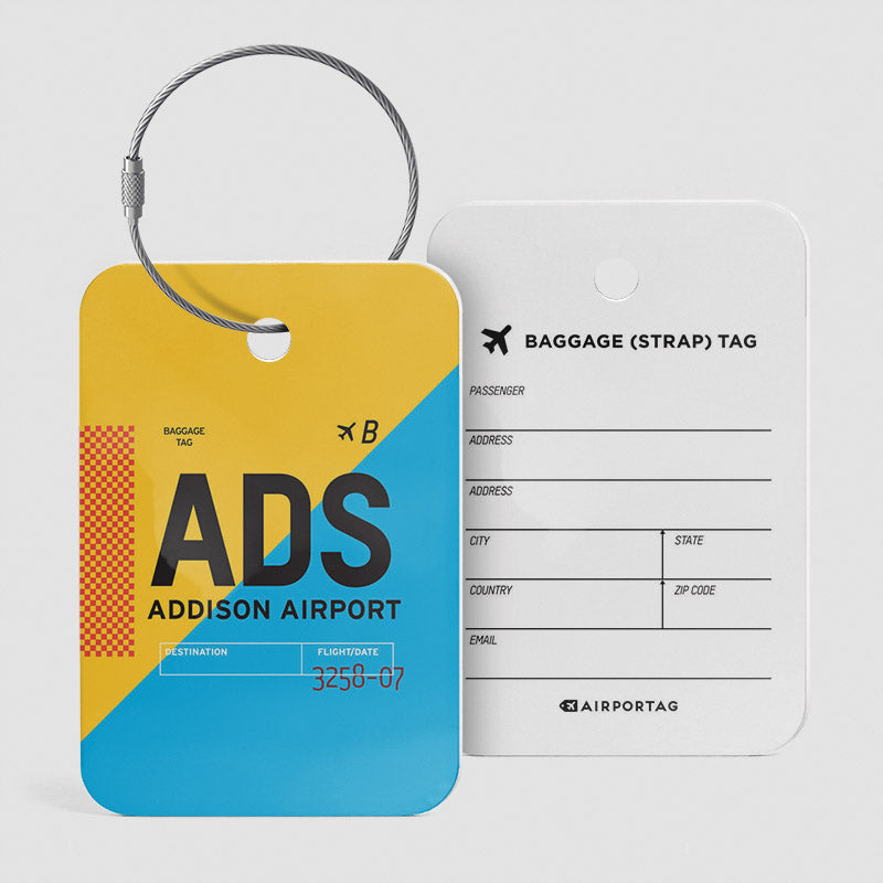Airport Code Luggage Tag - IATA code ADS baggage tag