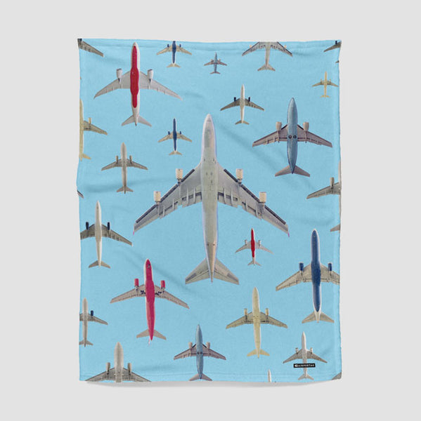 Throw Blanket - Airplane Above airport code pattern.