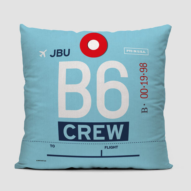 B6 Female Cabin Crew Uniform - Throw Pillow