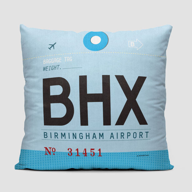 BHX - Throw Pillow - Airportag
