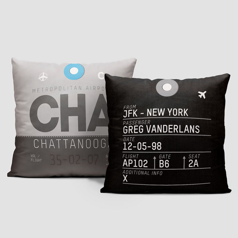 Airport Code Throw Pillow CHA Chattanooga Metropolitan Airport