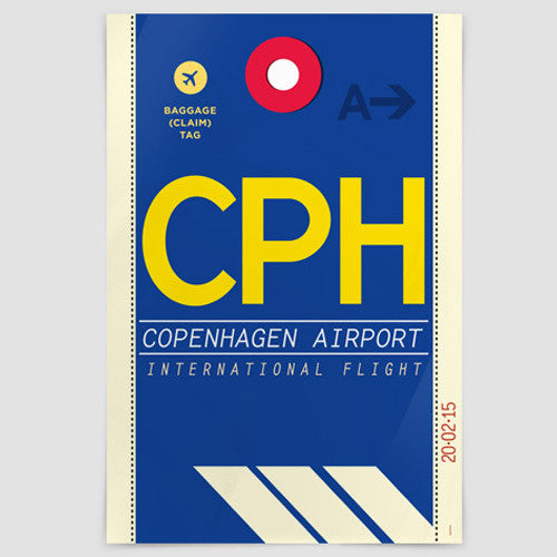 Art Print Wall IATA - CPH - Copenhagen - CPH code - Poster Airport