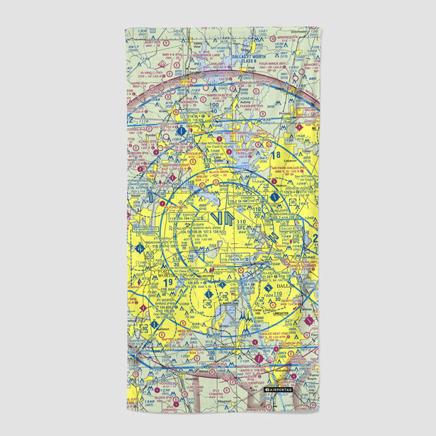 DFW Sectional - Beach Towel - Airportag