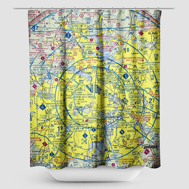 DFW Sectional - Shower Curtain - Airportag