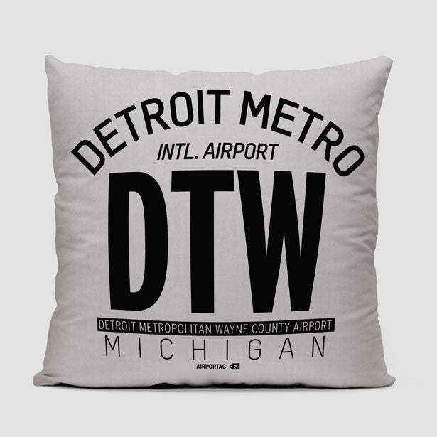 DTW Letters - Throw Pillow - Airportag