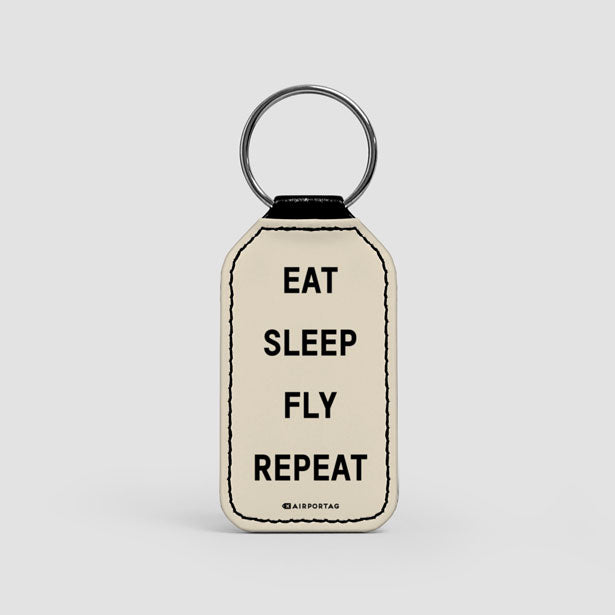 Eat Sleep Fly - Leather Keychain - Airportag
