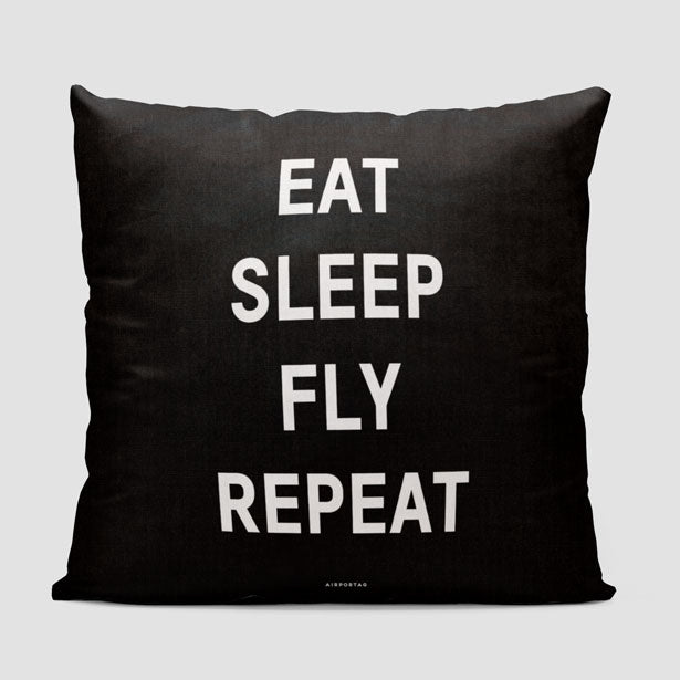 Eat Sleep Fly - Throw Pillow - Airportag