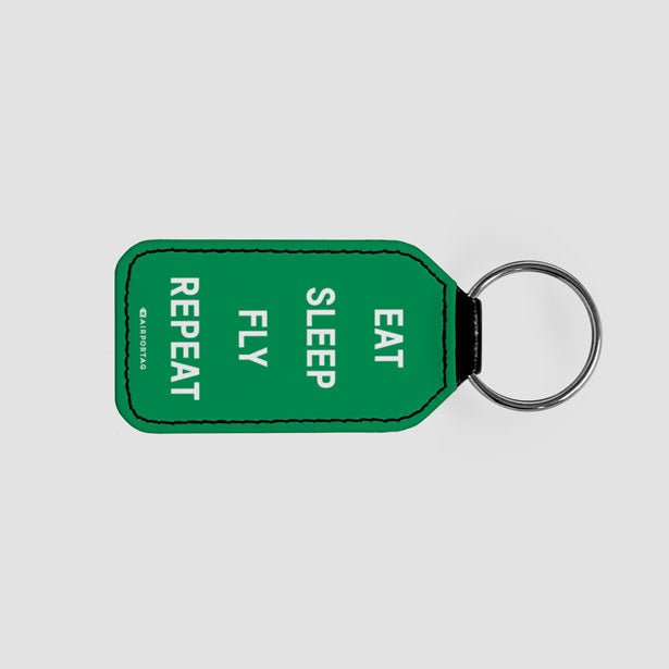 Eat Sleep Fly - Leather Keychain - Airportag