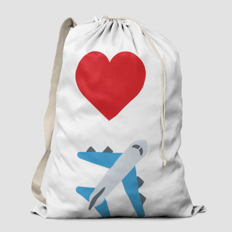 Emoji Heart Plane - Laundry Bag - Airportag