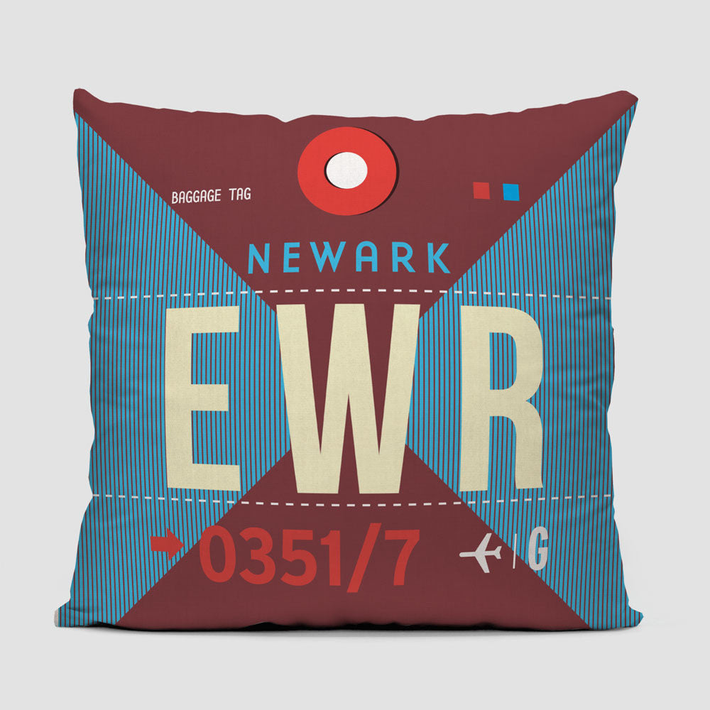 Newark Iata Code Throw Pillow - EWR - Newark Liberty Intl Airport. IATA code EWR.