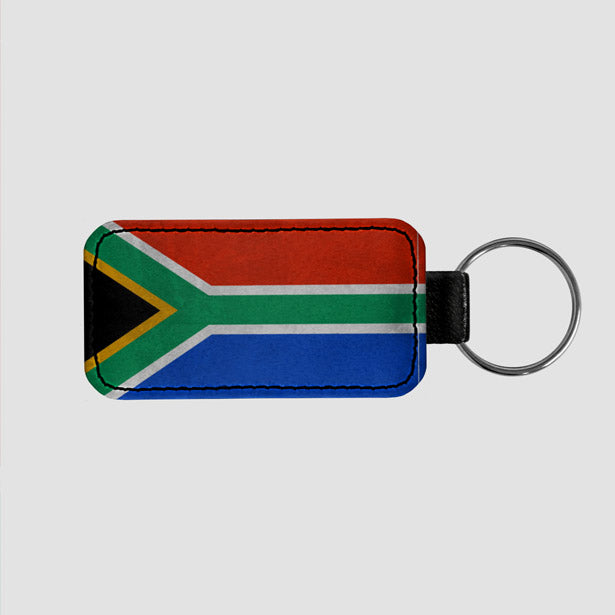 South African Flag - Leather Keychain - Airportag