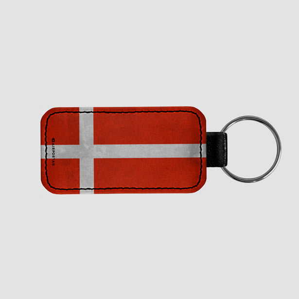 Danish Flag - Leather Keychain - Airportag