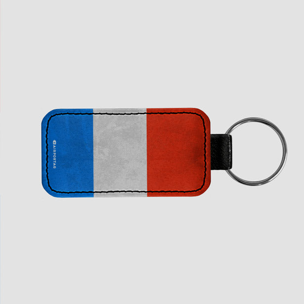 French Flag - Leather Keychain - Airportag