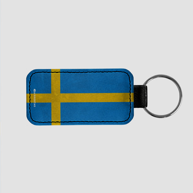 Swedish Flag - Leather Keychain - Airportag