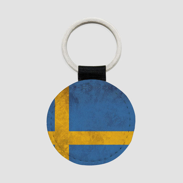 スウェーデンの国旗 - ラウンド キーチェーン
