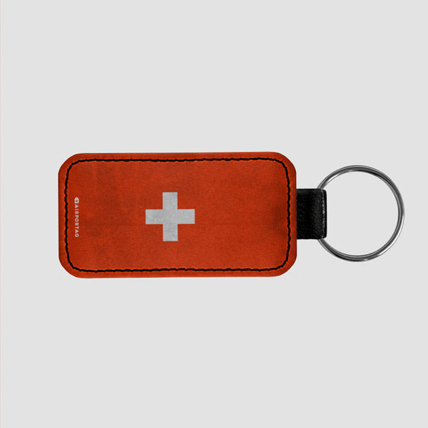 Switzerland Flag - Leather Keychain - Airportag