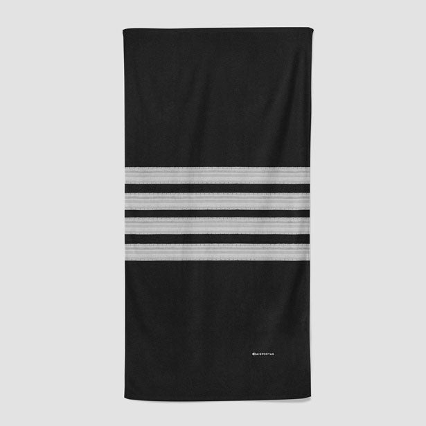 Black Pilot Stripes - Beach Towel - Airportag