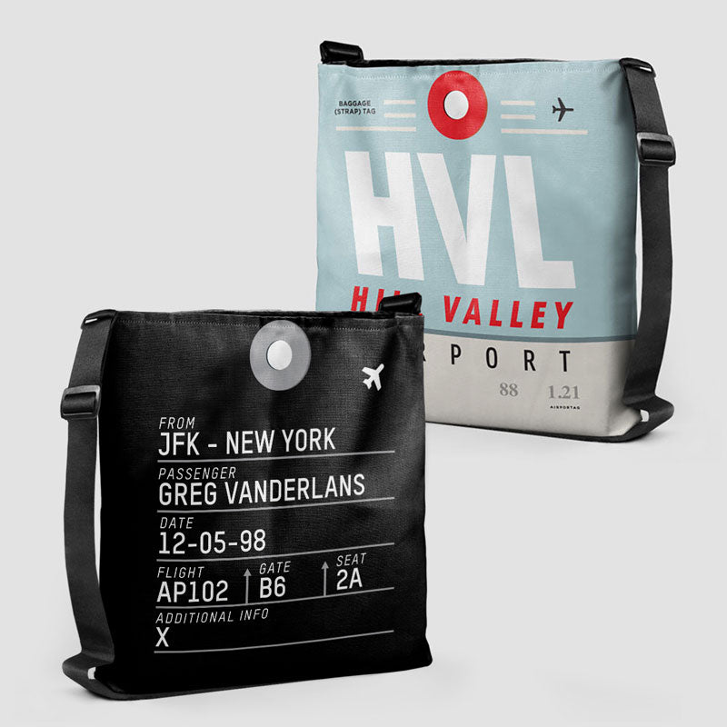 Tote Bag - HVL - Hill Valley Airport Throw Pillow - IATA code HVL