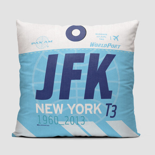 Throw Pillow JFK Airport World Port Terminal. IATA code JFK.