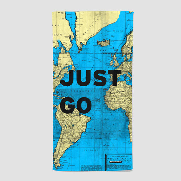 Just Go - World Map - Beach Towel - Airportag