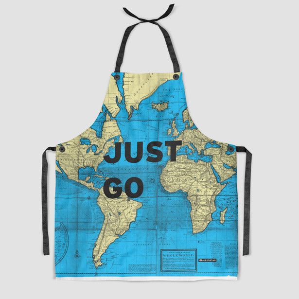 Just Go - World Map - Kitchen Apron - Airportag