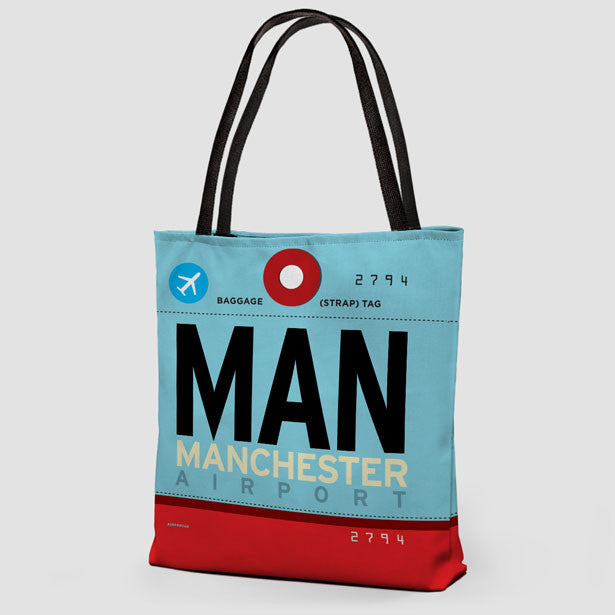 Tote Bag MAN Manchester Airport IATA code MAN