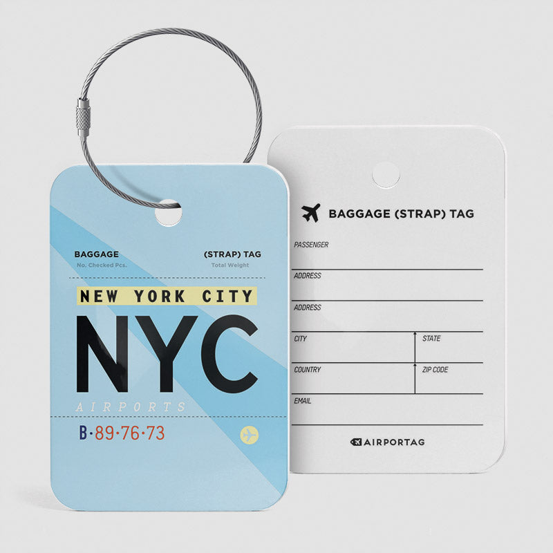 Airport Code Luggage Tag IATA code NYC baggage tag