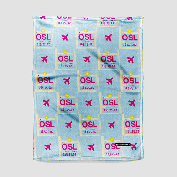 Throw Blanket - OSL airport code pattern.