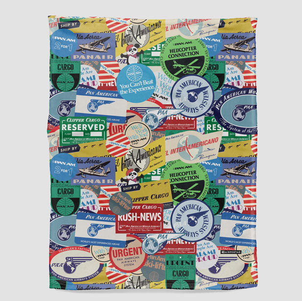 Pan Am Stickers - Blanket - Airportag