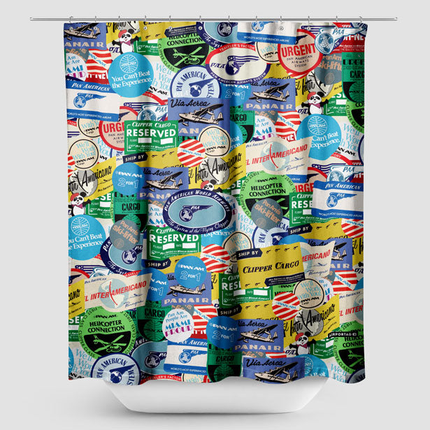 Pan Am Stickers - Shower Curtain - Airportag