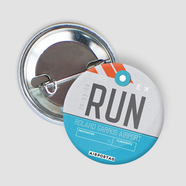 Pinback Button - Roland Garros Airport - RΓ©union, France - IATA code RUN