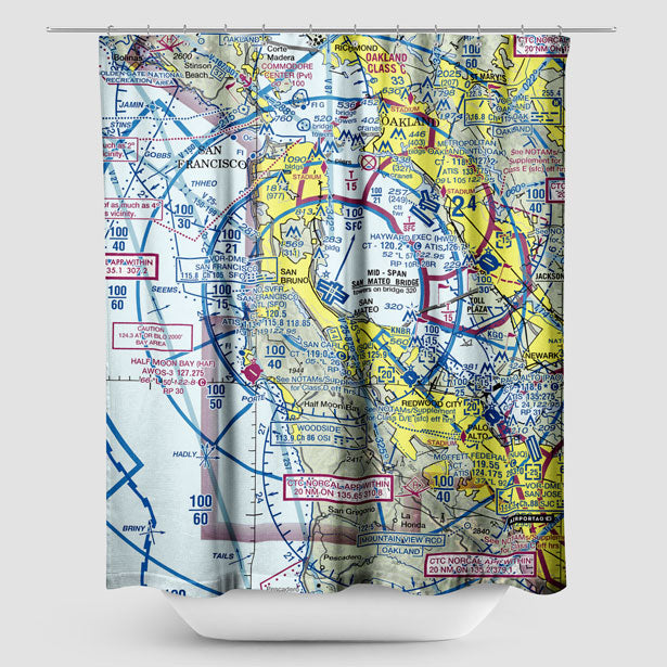 SFO Sectional - Shower Curtain - Airportag