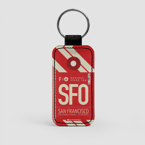 SFO - San Francisco Airport - California - Leather Keychain