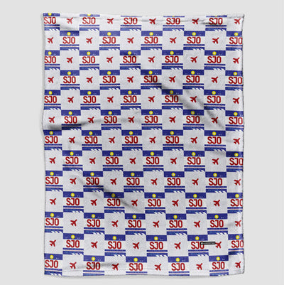 Throw Blanket - SJO airport code pattern.