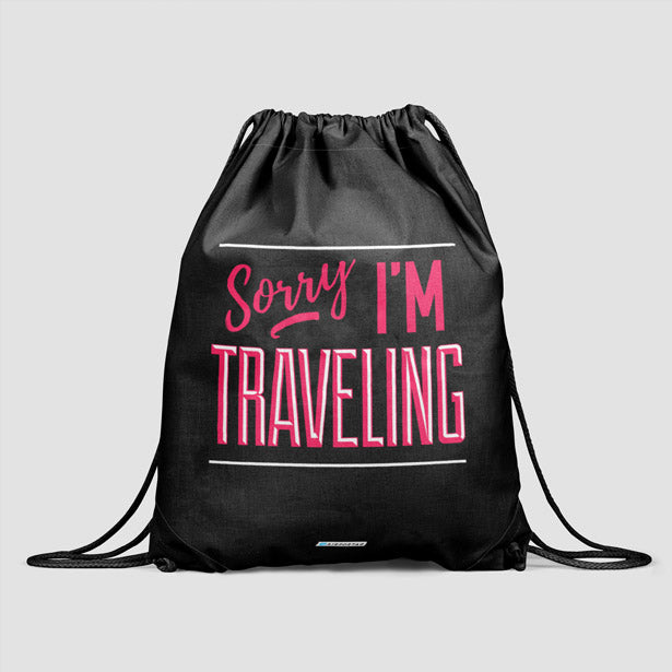 Sorry, I'm traveling - Drawstring Bag - Airportag