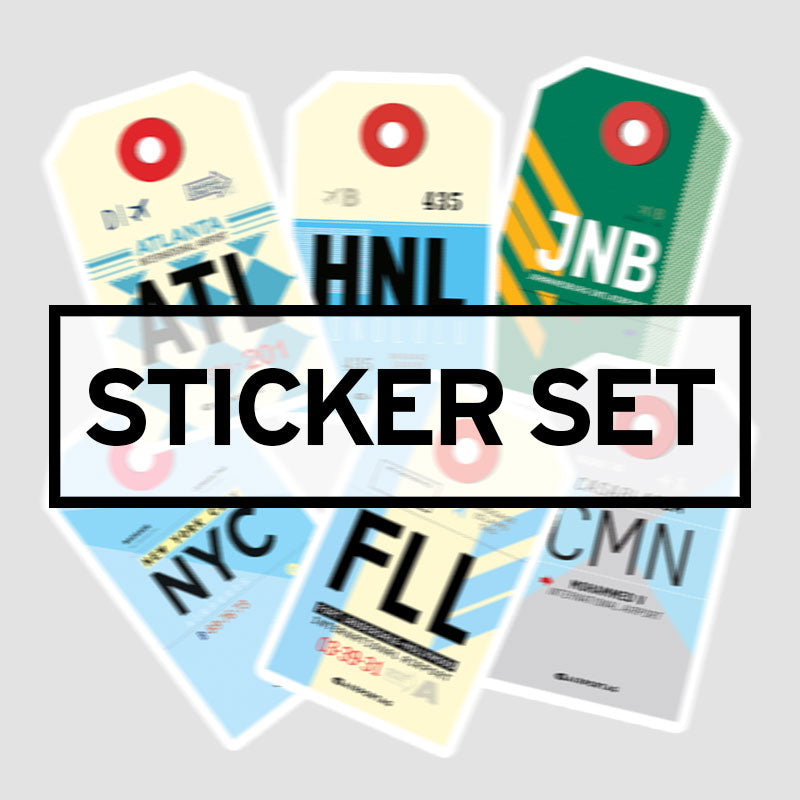 Airport Code Stickers - Set of 6