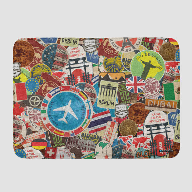 Travel Stickers - Bath Mat - Airportag