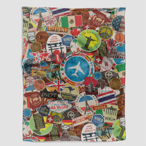 Throw Blanket - Travel Stickers