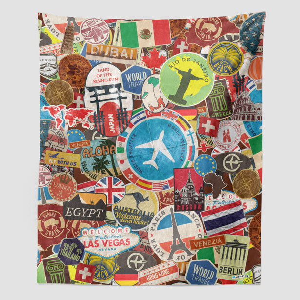 Travel Stickers - Wall Tapestry - Airportag