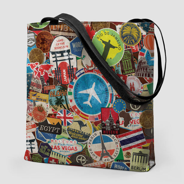 Travel Stickers - Tote Bag - Airportag