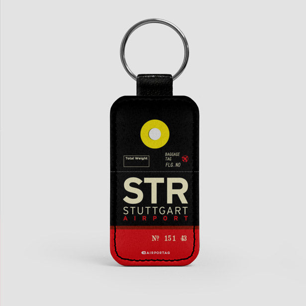 STR - Stuttgart Airport - Germany - Leather Keychain