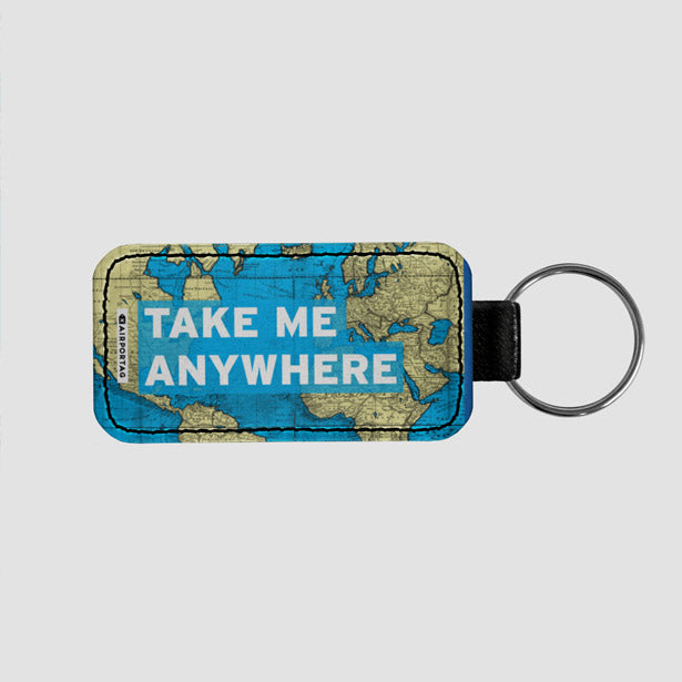 Take Me - World Map - Leather Keychain - Airportag