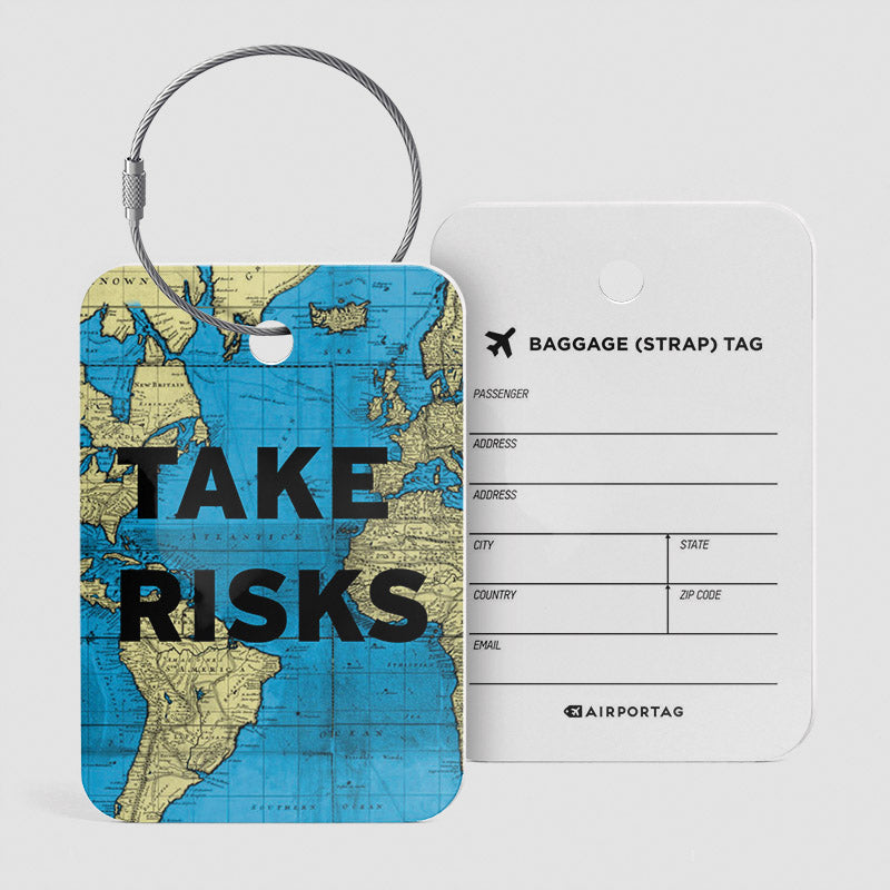 Take Risks - World Map - Luggage Tag