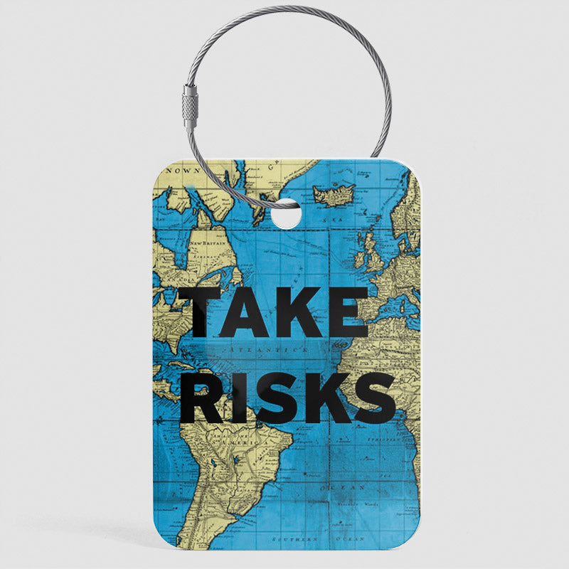 Take Risks - World Map - Luggage Tag