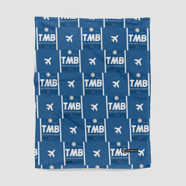 Throw Blanket - TMB airport code pattern.