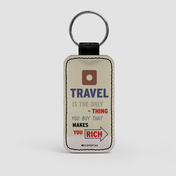 Travel is - Old Tag - Leather Keychain - Airportag