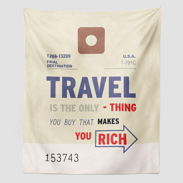Travel is - Old Tag - Wall Tapestry - Airportag